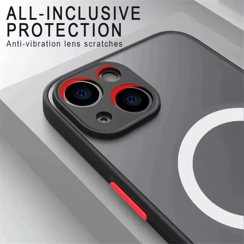 For Magsafe Case for Iphone 15 13 14 11 12 Pro Max plus Magnetic Matte Cover Soft Color Collision Camera Lens Protector Luxury