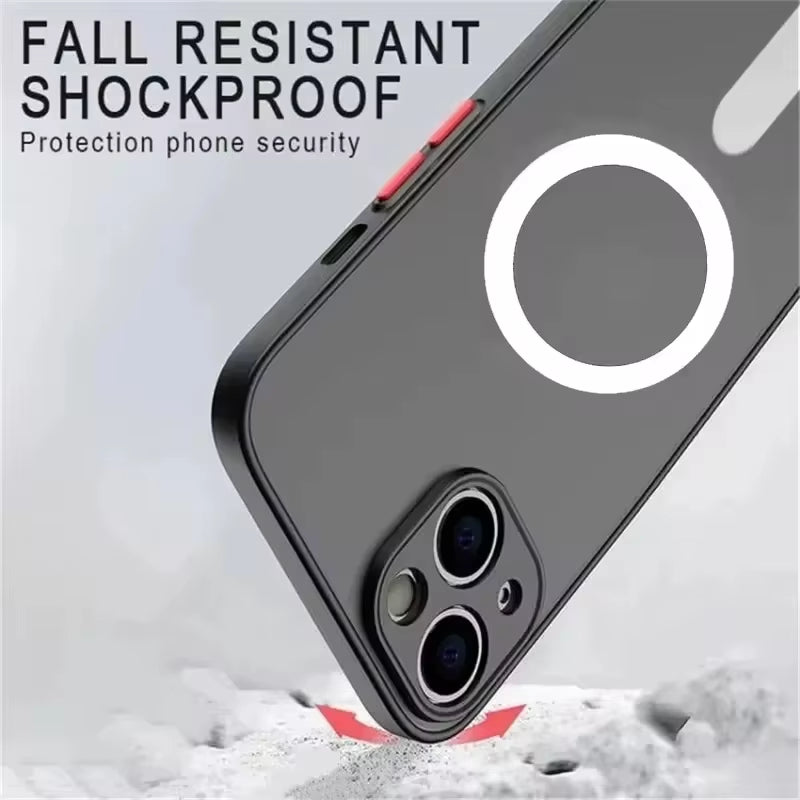For Magsafe Case for Iphone 15 13 14 11 12 Pro Max plus Magnetic Matte Cover Soft Color Collision Camera Lens Protector Luxury