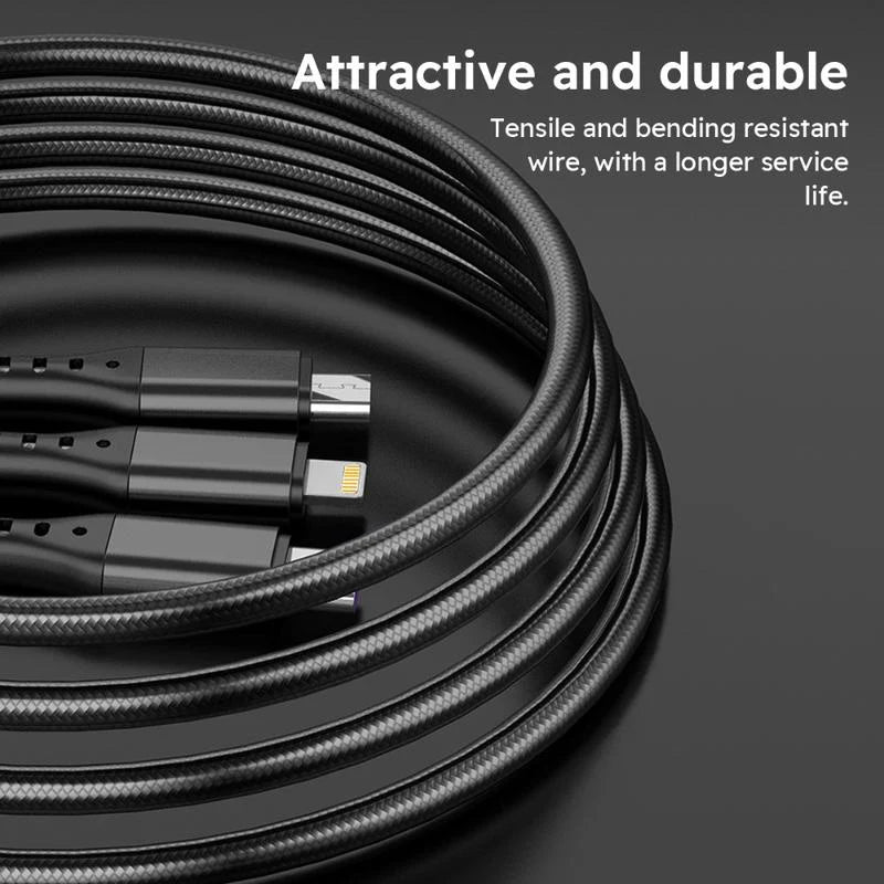 2-Pack 1.2M MFi Certified Super Fast Charging USB Cable - 3-in-1 with Type-C, Micro USB, and IP Port - Ideal for All Your Devices