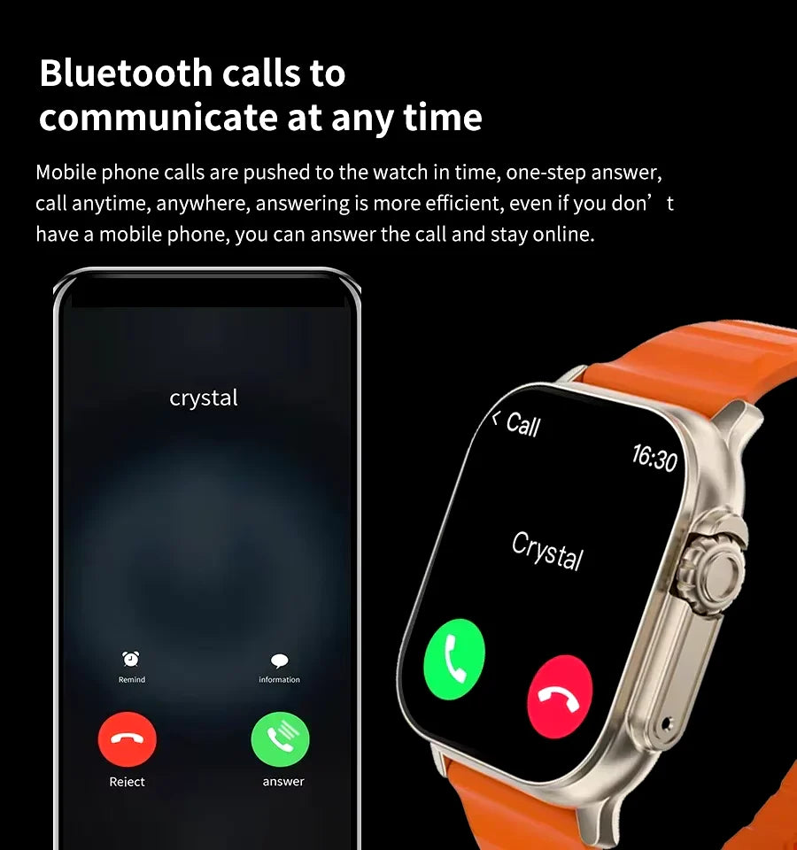 T900 Ultra Smartwatch - Bluetooth Calling, Message Notifications, Heart Rate Monitor, Sports Watch Compatible with Android and iOS for Men and Women