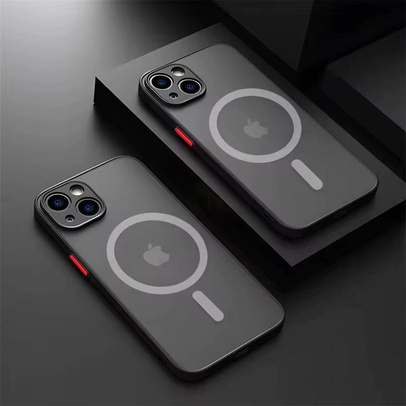For Magsafe Case for Iphone 15 13 14 11 12 Pro Max plus Magnetic Matte Cover Soft Color Collision Camera Lens Protector Luxury