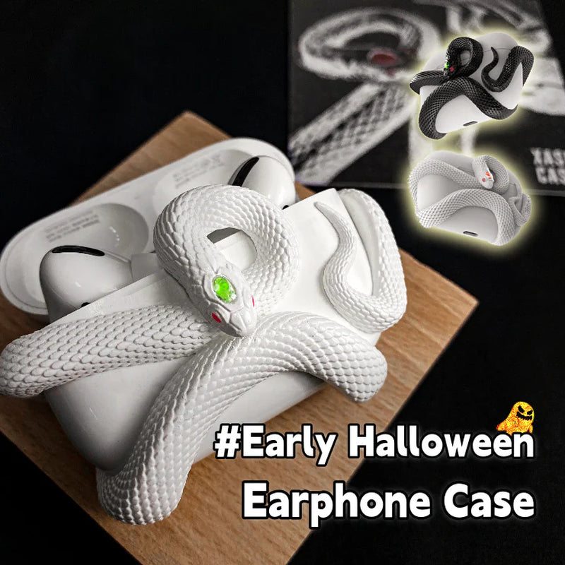 Premium Halloween-Themed Silicone Wireless Earphone Case - Creative Snake Design Protective Cover
