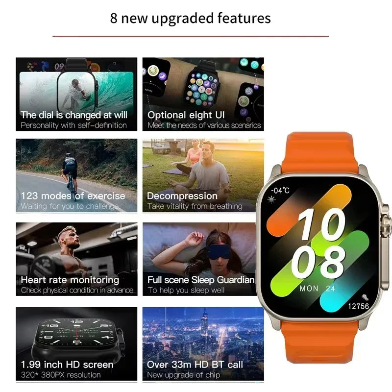 T900 Ultra Smartwatch - Bluetooth Calling, Message Notifications, Heart Rate Monitor, Sports Watch Compatible with Android and iOS for Men and Women