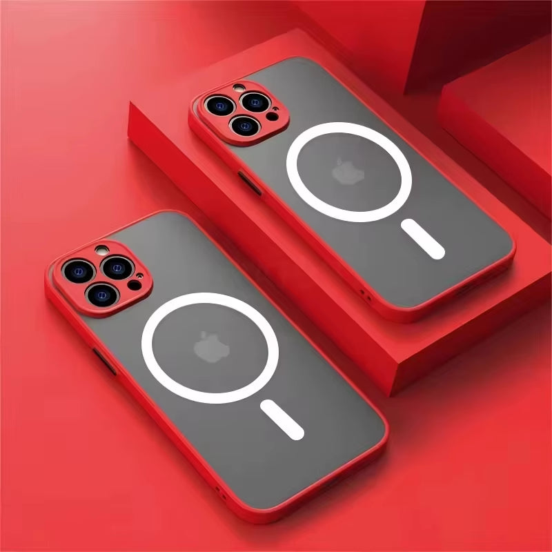 For Magsafe Case for Iphone 15 13 14 11 12 Pro Max plus Magnetic Matte Cover Soft Color Collision Camera Lens Protector Luxury