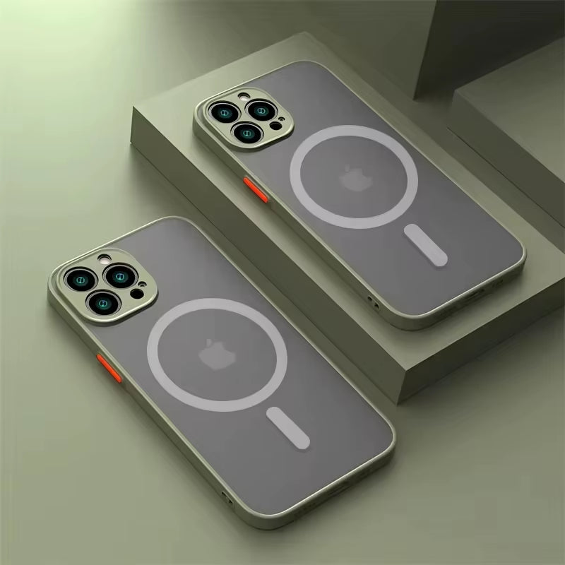 For Magsafe Case for Iphone 15 13 14 11 12 Pro Max plus Magnetic Matte Cover Soft Color Collision Camera Lens Protector Luxury
