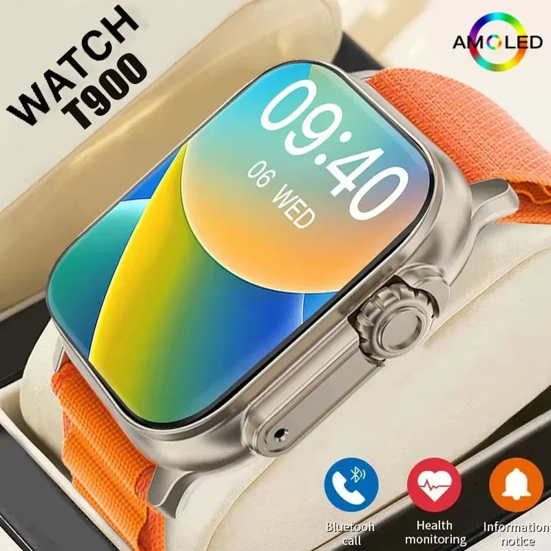 T900 Ultra Smartwatch - Bluetooth Calling, Message Notifications, Heart Rate Monitor, Sports Watch Compatible with Android and iOS for Men and Women