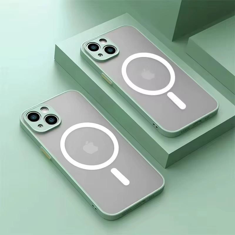 For Magsafe Case for Iphone 15 13 14 11 12 Pro Max plus Magnetic Matte Cover Soft Color Collision Camera Lens Protector Luxury