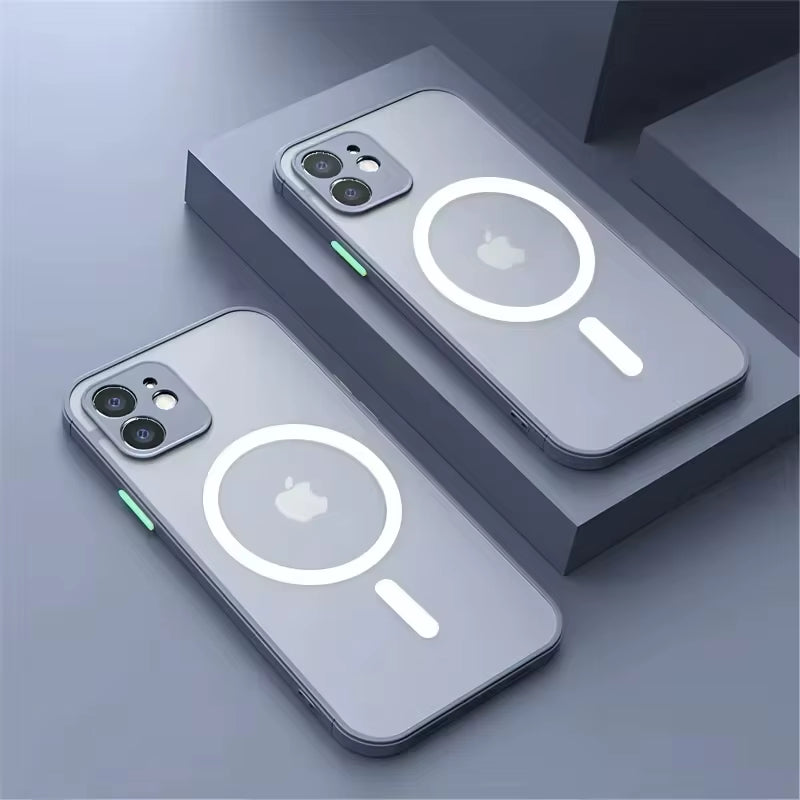 For Magsafe Case for Iphone 15 13 14 11 12 Pro Max plus Magnetic Matte Cover Soft Color Collision Camera Lens Protector Luxury