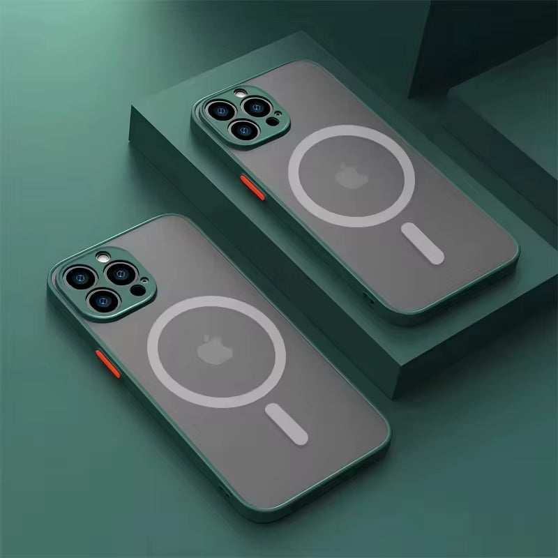 For Magsafe Case for Iphone 15 13 14 11 12 Pro Max plus Magnetic Matte Cover Soft Color Collision Camera Lens Protector Luxury